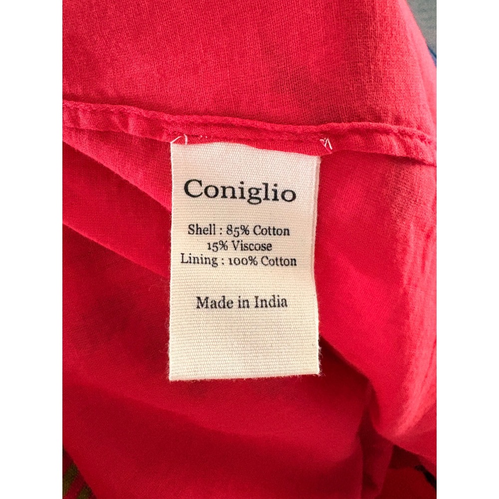 Coniglio Palm Beach Red Rabbit Palm Tree Maxi Dress Button Front Cotton Large - Picture 8 of 8